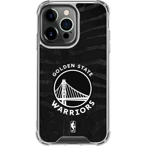 NBA Golden State Warriors Black Animal Print iPhone 15 Pro Clear Case